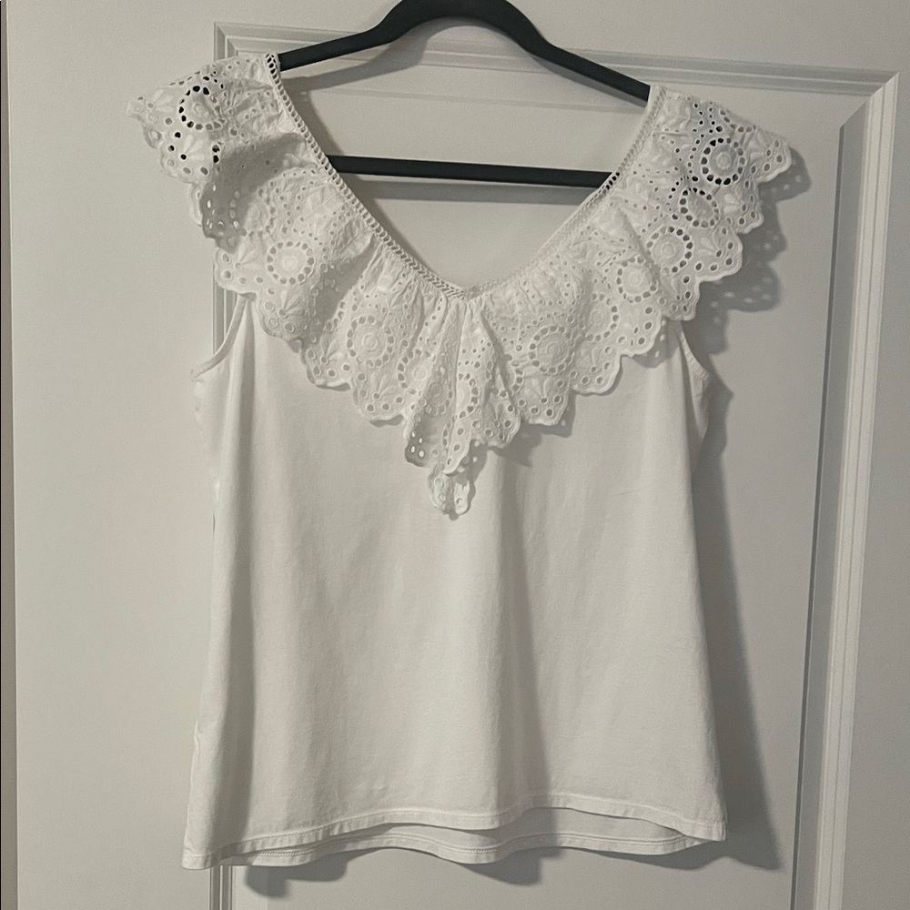 Lilly Pulitzer White Eyelet Ruffle Blouse Size L - Picture 2 of 6